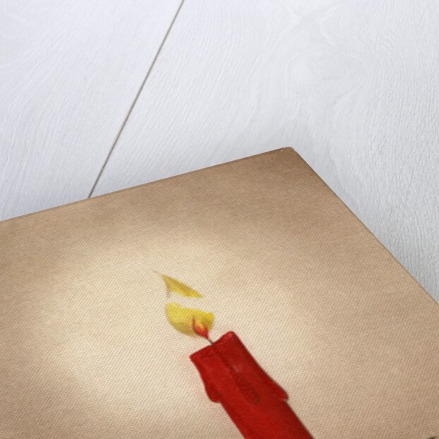 Vintage Illustration of Christmas Candle with Holly by Anonymous
