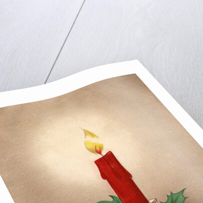 Vintage Illustration of Christmas Candle with Holly by Anonymous