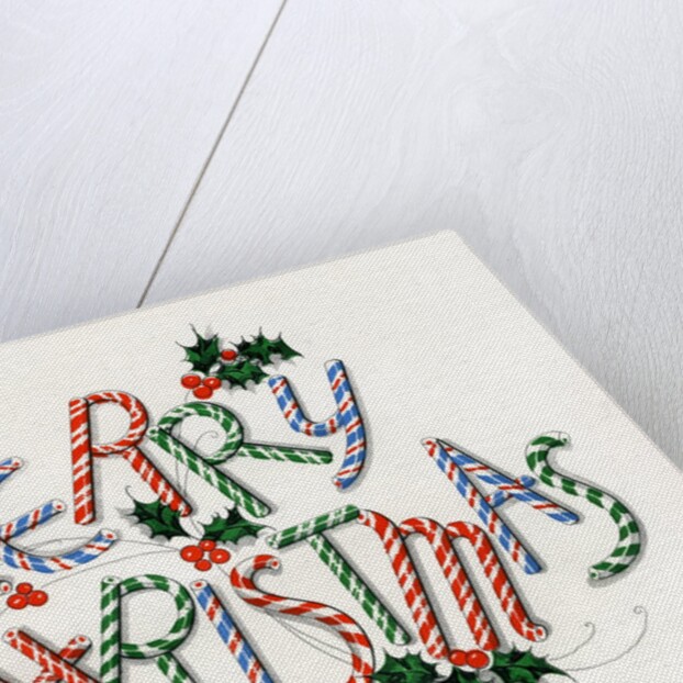 Vintage Illustration of "Merry Christmas" made of Candy Canes by Anonymous
