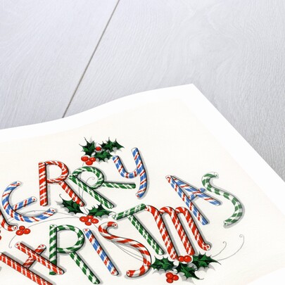 Vintage Illustration of "Merry Christmas" made of Candy Canes by Anonymous
