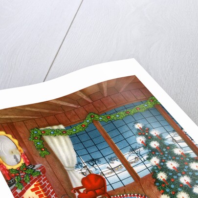 Vintage Illustration of Christmas Tree by Fireplace by Anonymous