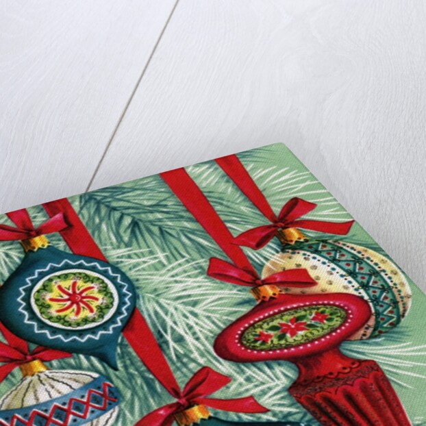 Vintage Illustration of Five Christmas Tree Ornaments by Anonymous