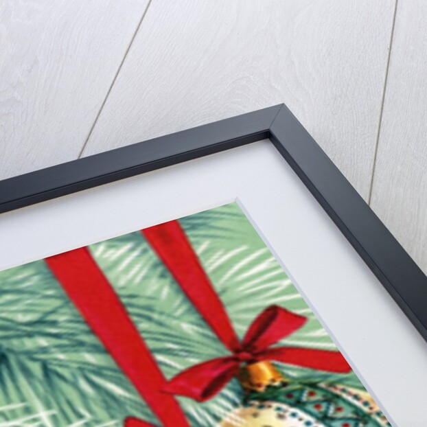 Vintage Illustration of Five Christmas Tree Ornaments by Anonymous