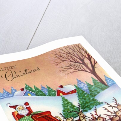 Vintage Illustration of Santa Claus and His Sleigh by Anonymous