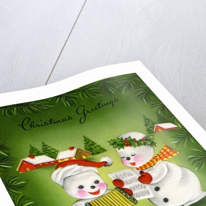 Vintage Illustration of Christmas Snowman Couple by Anonymous