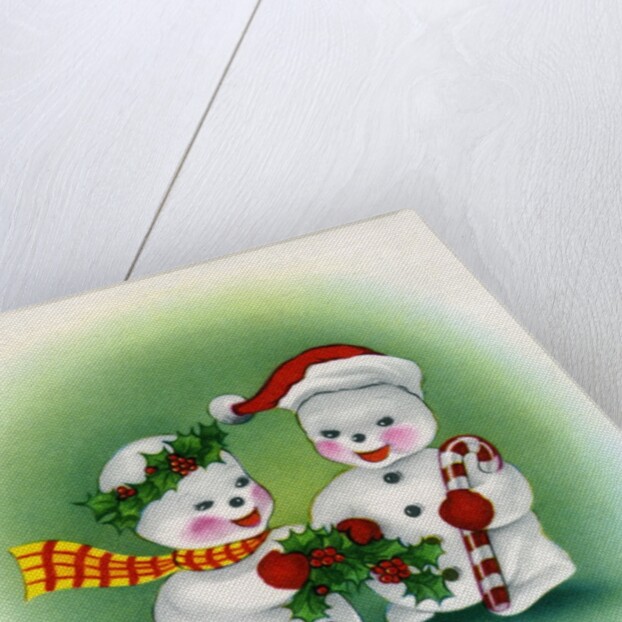 Vintage Illustration of Christmas Snowman Couple by Anonymous