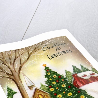 Vintage Illustration of Christmas Tree in a Town Square by Anonymous