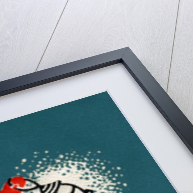 Vintage Illustration of Christmas Snowman with Tree by Anonymous