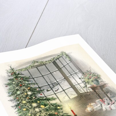 Vintage Illustration of Christmas Tree by a Window. by Anonymous