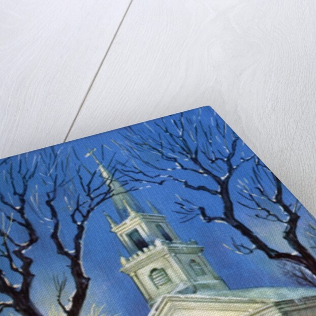 Country Church in Snow During Christmas by Anonymous