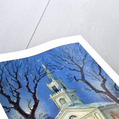 Country Church in Snow During Christmas by Anonymous