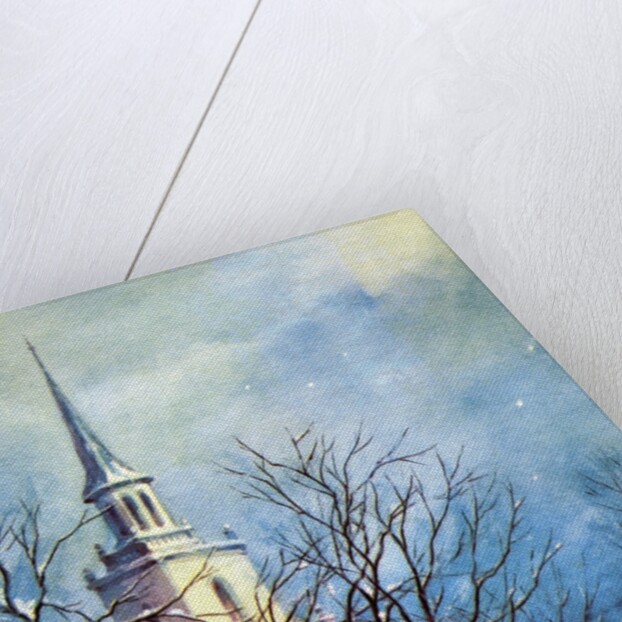 Church Steeple and Small Town at Christmas by Anonymous