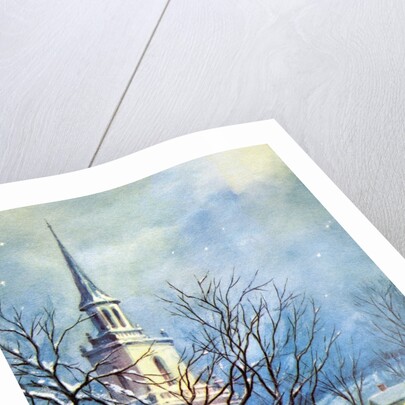 Church Steeple and Small Town at Christmas by Anonymous