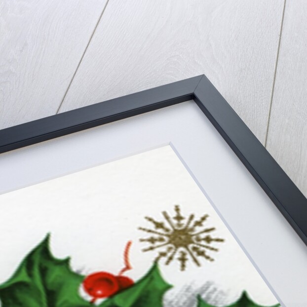 Christmas Greetings with Holly Leaves and Berries by Anonymous