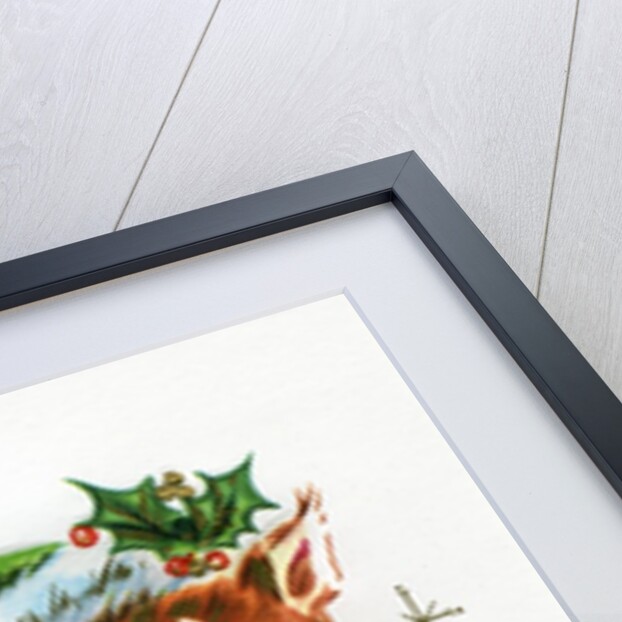 Vintage Illustration of a Christmas Reindeer on Skiis by Anonymous