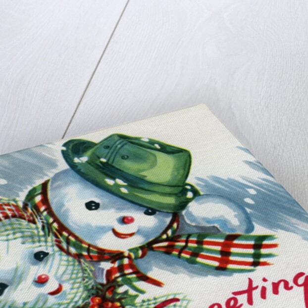 Vintage Illustration of Christmas Snowman Couple by Anonymous