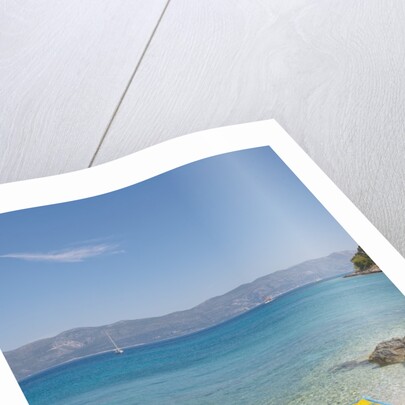 Colorful sunshade at beach, Lumbarda, Korcula island, Croatia by Anonymous