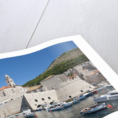 Boats in fortified port, Dubrovnik, Croatia by Anonymous