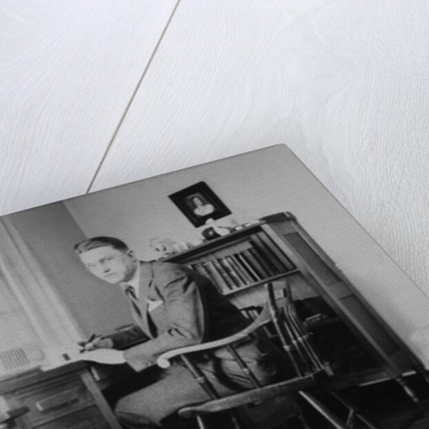 Harvard grad student studies as his desk, ca. 1938 by Anonymous