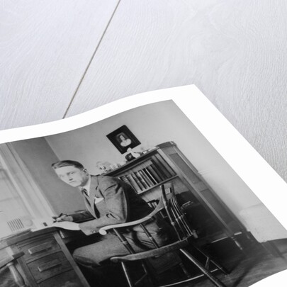 Harvard grad student studies as his desk, ca. 1938 by Anonymous