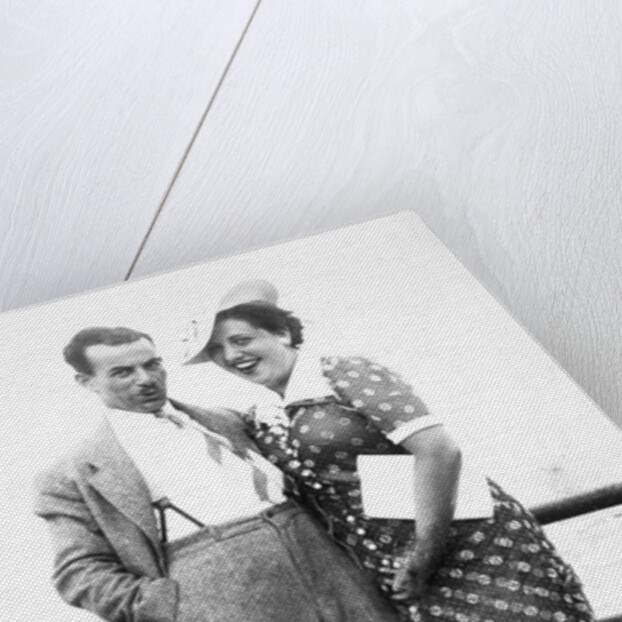 Young couple portrait on boardwalk, ca. 1929 by Anonymous