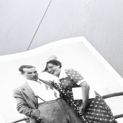 Young couple portrait on boardwalk, ca. 1929 by Anonymous