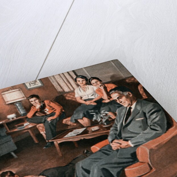 Three Generations of a Family Watching Television by Anonymous