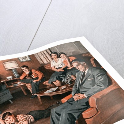 Three Generations of a Family Watching Television by Anonymous