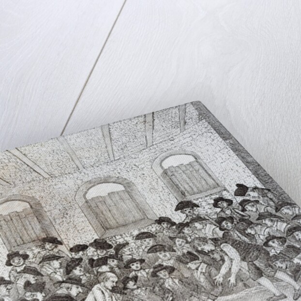 Cock fighting - a late 18th century engraving by Anonymous