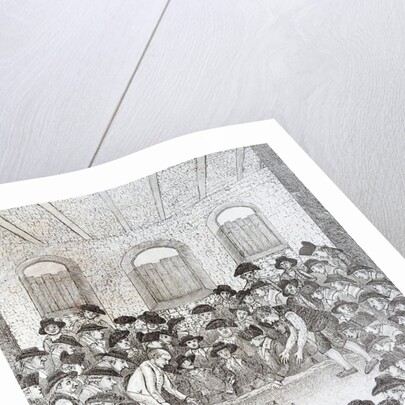 Cock fighting - a late 18th century engraving by Anonymous