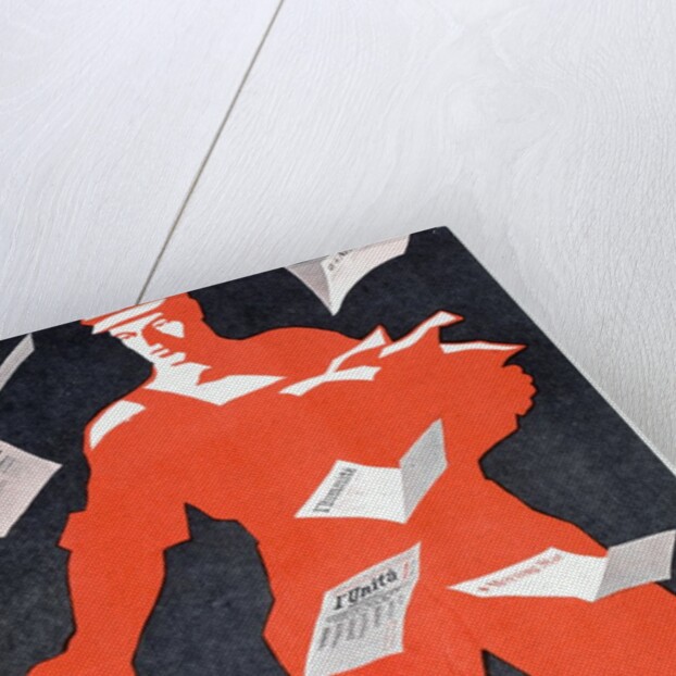 Giant Soviet workder distributing Communist newspapers by Anonymous