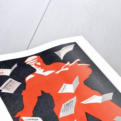 Giant Soviet workder distributing Communist newspapers by Anonymous