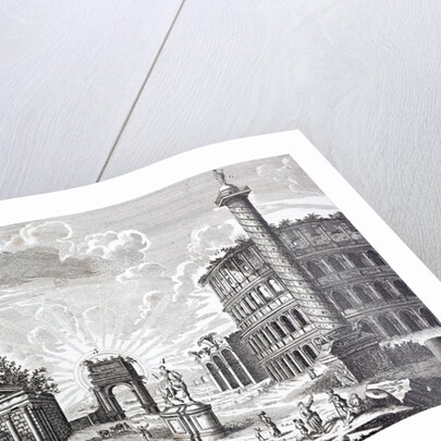 Roman Ruins. An 18th century engraving labelling key public buildings: by Anonymous