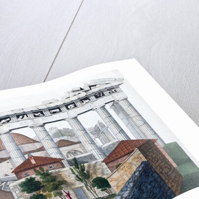 Hand coloured print of the Parthenon in Athens in the days of the Ottoman Empire by Anonymous