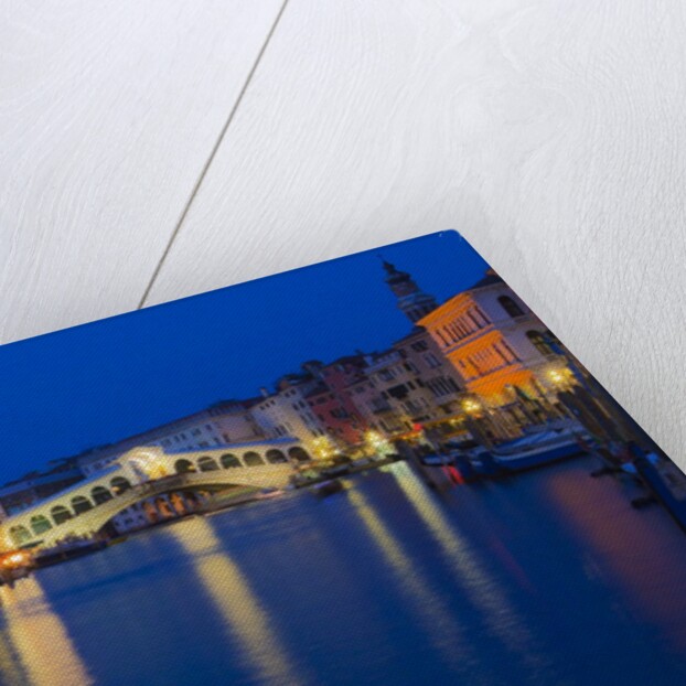 Grand Canal with View of Rialto Bridge with Evening Blue light and Lights by Anonymous