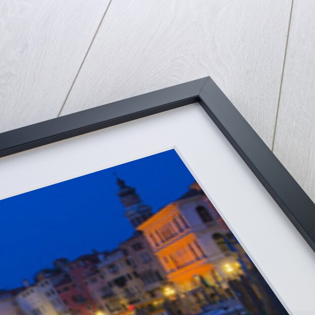 Grand Canal with View of Rialto Bridge with Evening Blue light and Lights by Anonymous