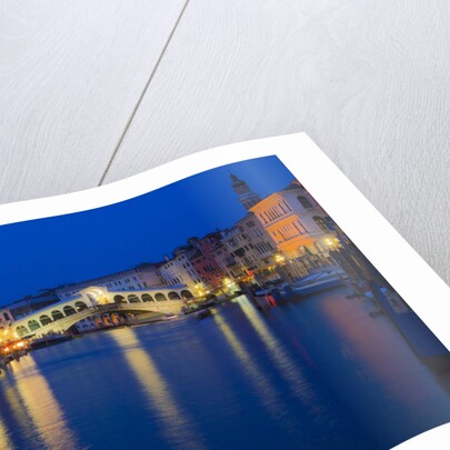 Grand Canal with View of Rialto Bridge with Evening Blue light and Lights by Anonymous