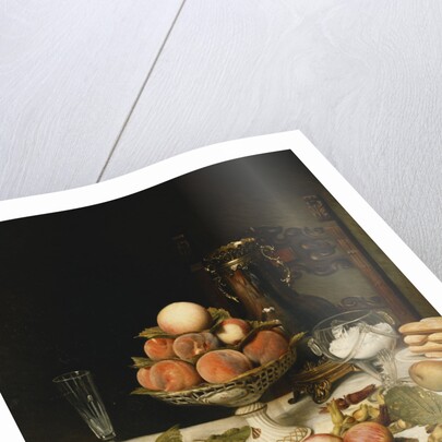 Peaches in a Dresden Tazza, Grapes, Apples, Hazelnuts and Biscuits by Jules Larcher