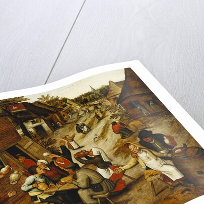Peasants Merrymaking Outside the Swan Inn in a Village Street by Pieter Brueghel the Younger