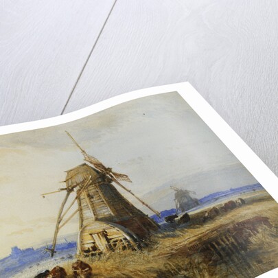 A Distant View of Ely with Windmills at Sunset by Thomas Lound