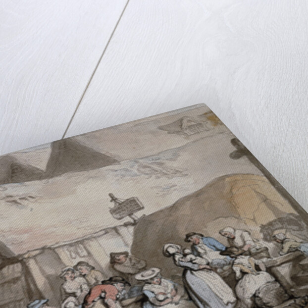 Honiton, Devon: Shoes and Hats for Sale Outside The Lion Inn by Thomas Rowlandson