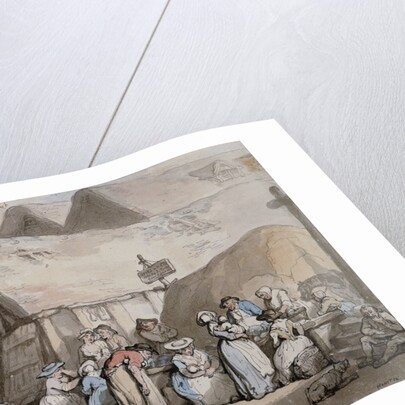 Honiton, Devon: Shoes and Hats for Sale Outside The Lion Inn by Thomas Rowlandson