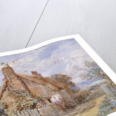 Children by a Thatched Cottage at Chiddingfold by Myles Birket Foster