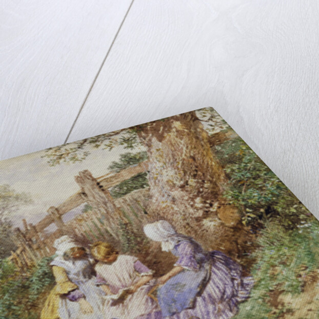 Children Reading Beside a Country Lane by Myles Birket Foster