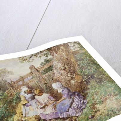 Children Reading Beside a Country Lane by Myles Birket Foster