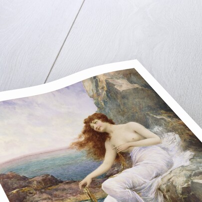A Sea Nymph Seated on a Rock with a Ribbon of Seaweed by Alfred Augustus Glendening
