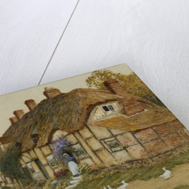 Children Playing Outside a Cottage in a Village by Arthur Claude Strachan