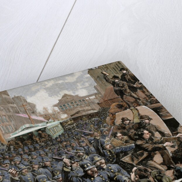 Police officers dispersing the strike of employees of Streetcar in New York, 1886 by Anonymous