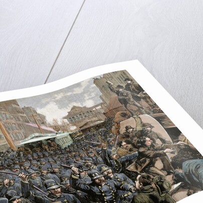 Police officers dispersing the strike of employees of Streetcar in New York, 1886 by Anonymous