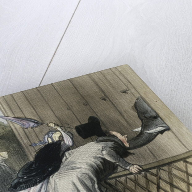 Visitors to Paris - A Fright in the Jardin des Plantes by Honore Daumier